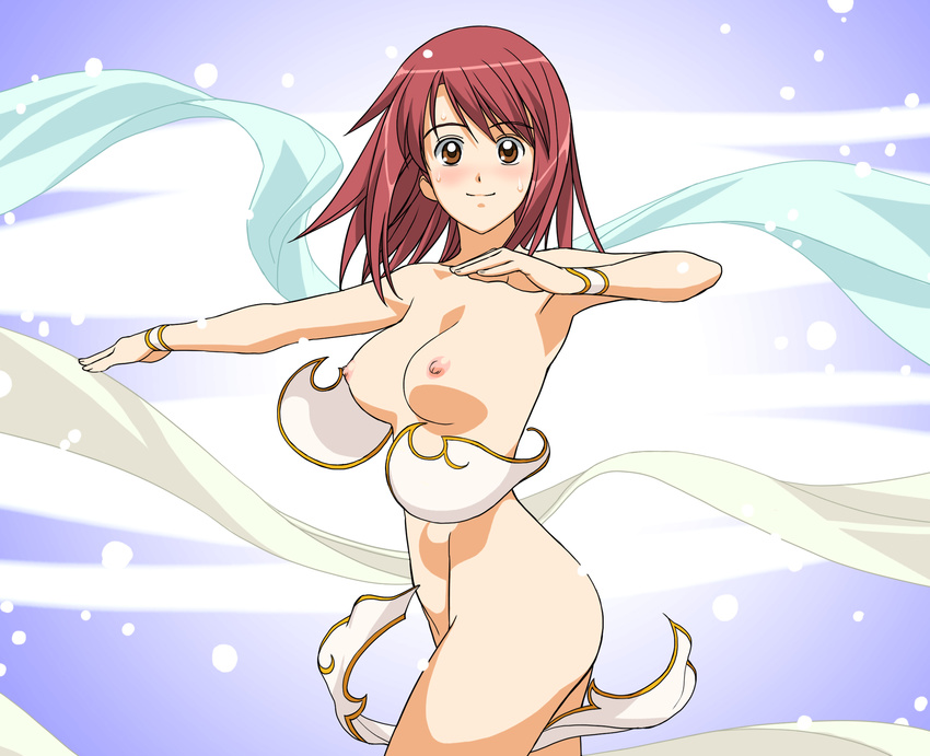 a1 breasts highres kaleido_star medium_breasts naegino_sora nipples nude red_hair solo wardrobe_malfunction