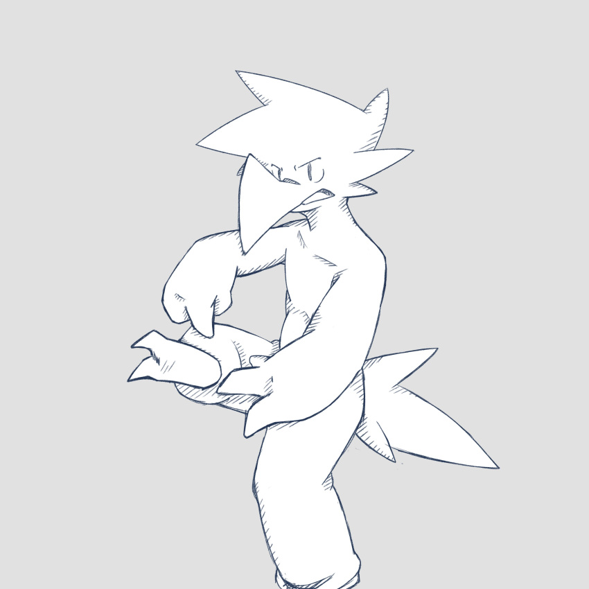 absurd_res angry angry_eyebrows anthro avian beak bird bird_feet bottomwear clothing feet foot_focus gesture hi_res josh_(mrjosh47) male mrjosh47 on_one_leg pants pointing pointing_at_foot shirtless skinny skinny_anthro skinny_male solo standing