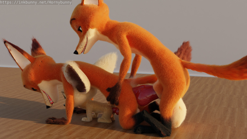 absurd_res anal anal_penetration anthro balls big_balls big_penis canid canine disney fennec finnick fox genitals group group_sex hi_res hornybunny male male/male mammal nick_wilde penetration penis penis_size_difference selfcest sex small_but_hung square_crossover train_position trio zootopia
