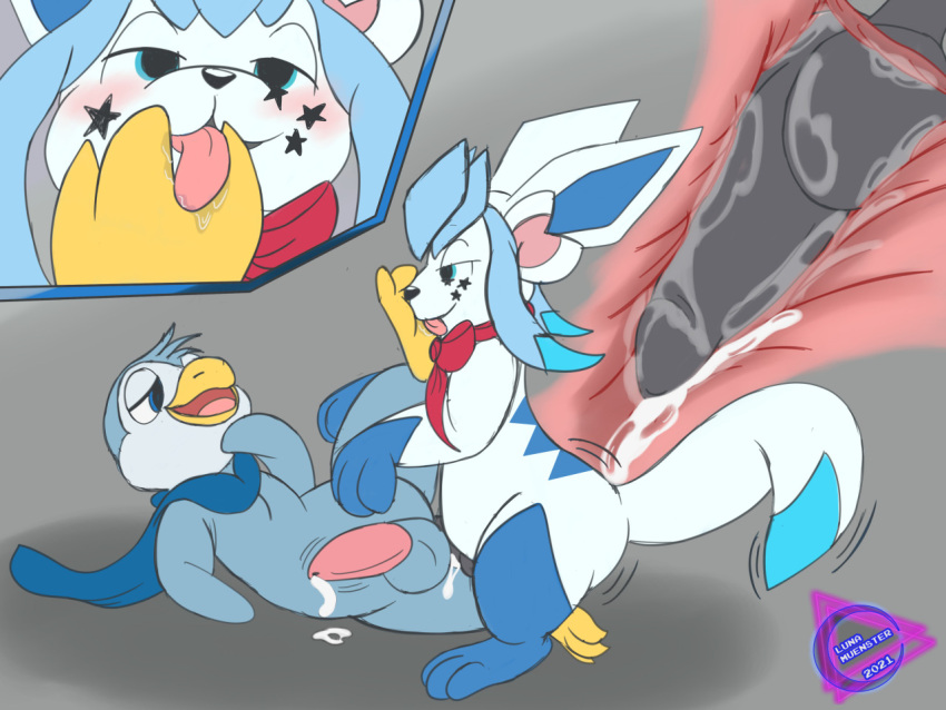 anal anal_penetration avian better_version_at_source between_toes bird black_penis blue_body blush bodily_fluids clothing cum cum_inside eeveelution feet feral foot_fetish foot_focus foot_lick foot_play foot_sniffing footwear generation_4_pokemon generation_6_pokemon genital_fluids genitals glaceon hybrid interspecies knot knotting leg_markings licking lunamuenster male male/male markings nintendo penetration penguin penis pink_penis piplup pokemon pokemon_(species) precum ribbons saliva scarf sex side_wind_her sniffing socks socks_(marking) sylveon toes tongue tongue_out video_games white_body