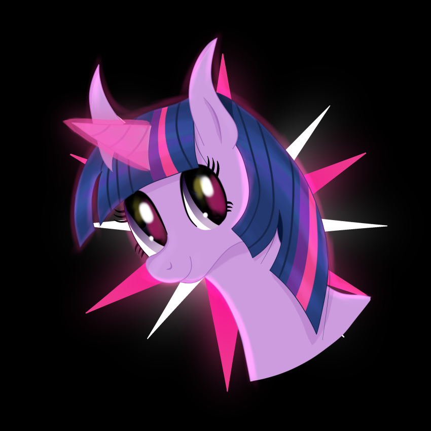 1:1 2020 absurd_res blue_mane cutie_mark divifilly equid equine female feral friendship_is_magic glowing glowing_horn happy hasbro headshot_portrait hi_res highlights_(coloring) horn icon looking_at_viewer mammal mane medium_hair my_little_pony portrait purple_body purple_eyes smile smiling_at_viewer solo twilight_sparkle_(mlp) unicorn