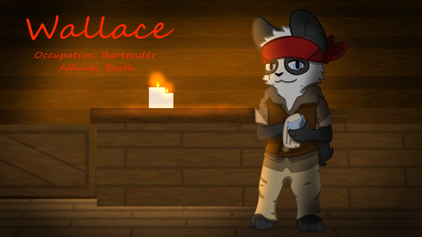 anthro candle cleaning cleaning_rag defnotgriz_live hi_res male mammal smile solo wallace_(defnotgriz_live)