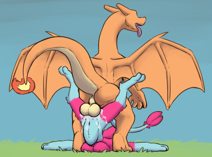 abdominal_bulge absurd_res anthro balls bodily_fluids charizard cum dragon duo female generation_1_pokemon genital_fluids genitals hi_res kyenna_(sarekarandesian) male male/female mammal mouse murid murine nintendo penetration pokemon pokemon_(species) rodent sarek_aran_desian tongue tongue_out vaginal vaginal_penetration video_games