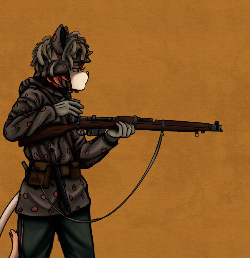 1:1 2022 anthro armor bottomwear callmewritefag camo camo_clothing camo_print clothed clothing colored cyberconnect2 digital_drawing_(artwork) digital_media_(artwork) digital_painting_(artwork) domestic_cat felid feline felineko felis female fuga:_melodies_of_steel fur gun hair headgear helmet hi_res holding_object holding_weapon little_tail_bronx mammal military muscat_(fuga) pattern_clothing ranged_weapon rifle shaded simple_background sketch soldier solo standing topwear uniform video_games warrior weapon