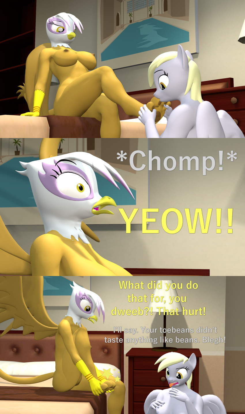 3d_(artwork) absurd_res anthro anthrofied avian barely_visible_genitalia barely_visible_pussy breasts comic derpy_hooves_(mlp) digital_media_(artwork) duo equid equine feet female female/female foot_fetish foot_in_mouth foot_play foot_suck friendship_is_magic genitals gilda_(mlp) gryphon hasbro hi_res mammal my_little_pony mythological_avian mythology nipples nude papadragon69 pegasus pussy sucking toe_in_mouth toe_suck toes wings