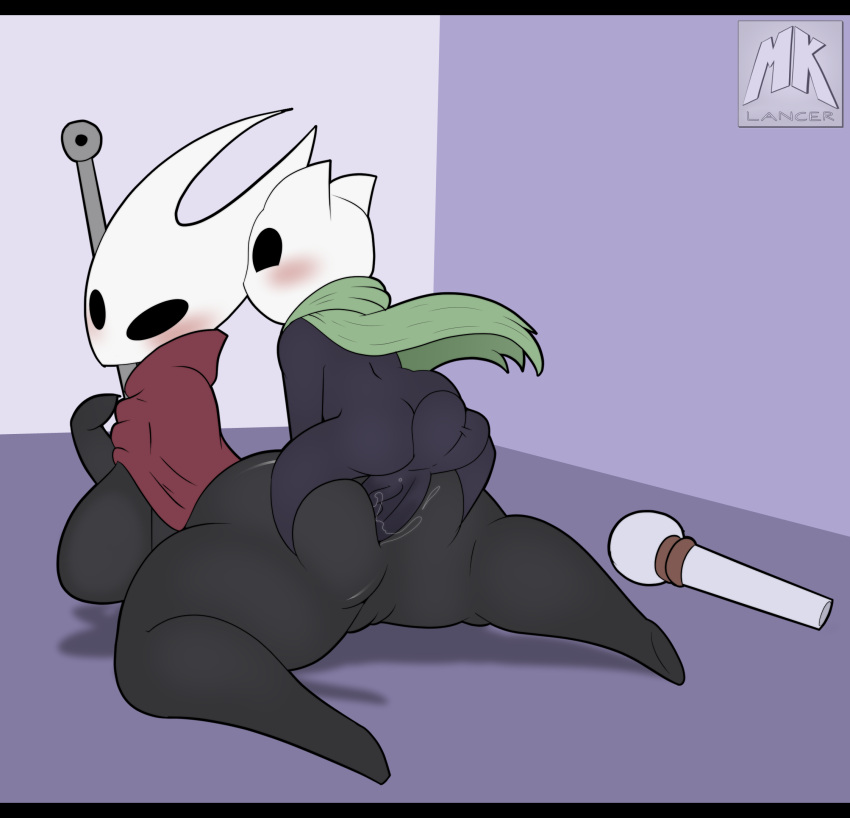 anal anal_penetration balls big_female blush bouncing_balls duo female from_behind_position genitals hi_res hollow_knight hornet_(hollow_knight) male male/female mklancer00 penetration perching_position rear_view sex simple_background size_difference small_dom_big_sub tagme team_cherry the_wanderer_(msignmeup) vessel_(species) video_games voluptuous_female weapon