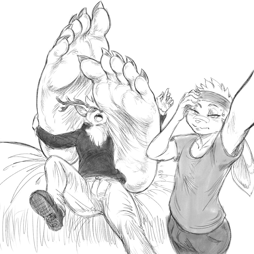 absurd_res anthro between_feet big_feet c.j._(cojosx) cervid duo feet foot_fetish foot_focus generation_5_pokemon generation_8_pokemon group helmeet_el_gato hi_res humanoid_feet male male/male mammal nintendo pokemon pokemon_(species) scorbunny selfie sleeping sunny_flowers trio video_games wrinkled_feet zed_burrows zoroark