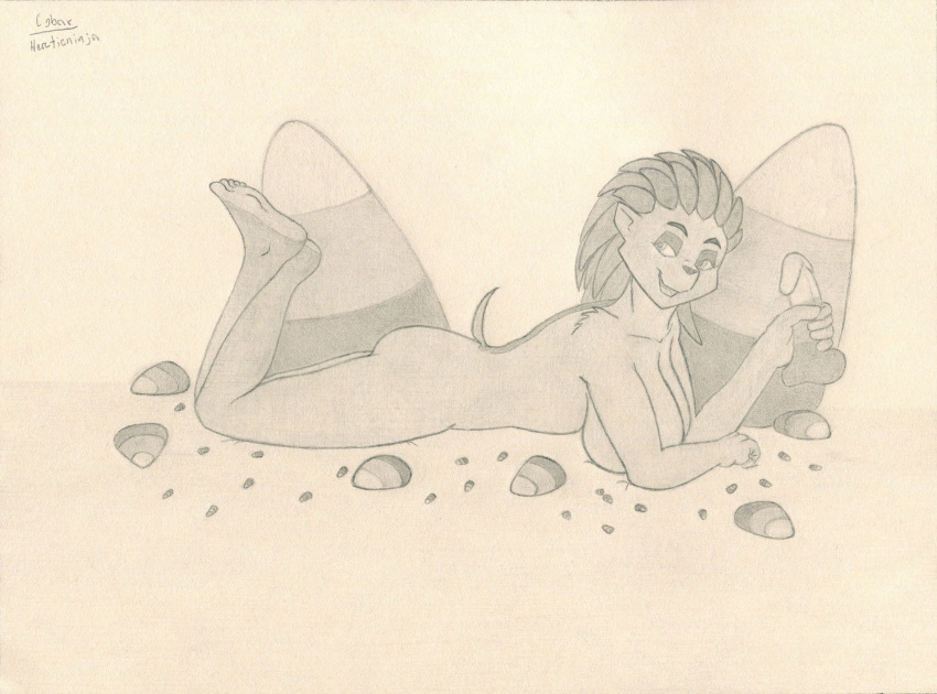 anthro big_breasts breasts candy candy_corn dessert dildo feet female food graphite_(artwork) hi_res holding_object holding_sex_toy humanoid_feet ka_sarra laying_on_ground lobar lying mammal monochrome nude on_front porcupine quills rodent sex_toy simple_background smile solo traditional_media_(artwork)