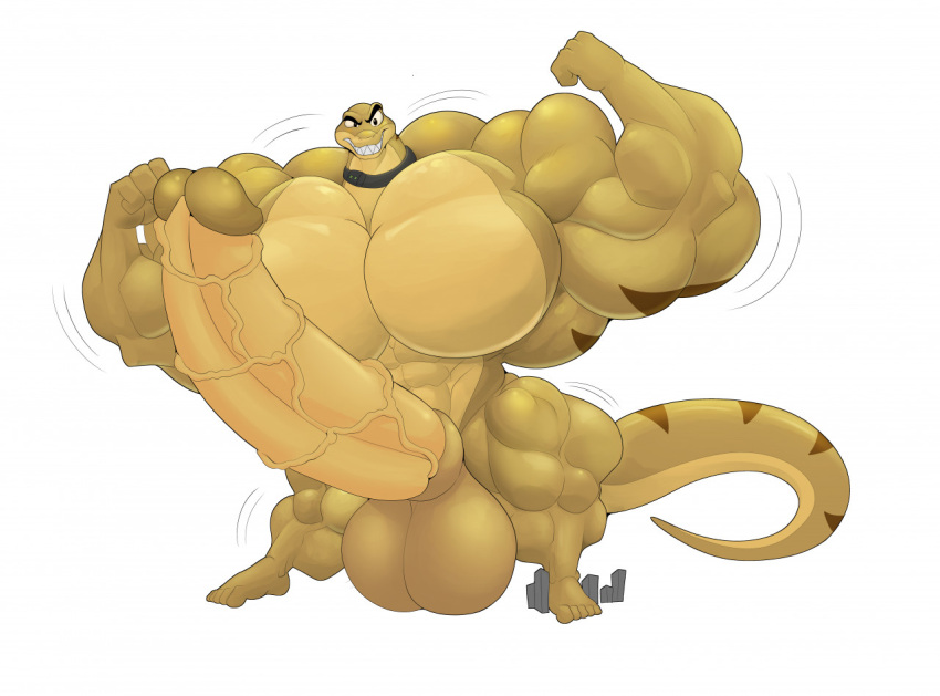 anthro balls big_muscles big_penis building dreamworks erection genitals grin huge_biceps huge_muscles huge_pecs huge_penis hyper hyper_genitalia hyper_penis macro male mr._snake_(the_bad_guys) muscular penis reptile scalie smile snake solo the_bad_guys unknownwolf