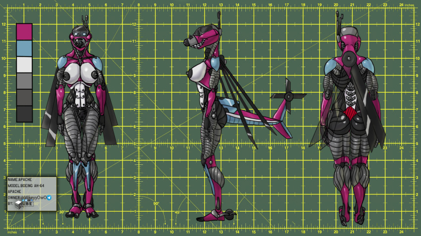 aircraft apache(justsomelurker) drqube female helicopter helicopter_tail humanoid living_aircraft living_machine living_vehicle machine pink_body solo vehicle