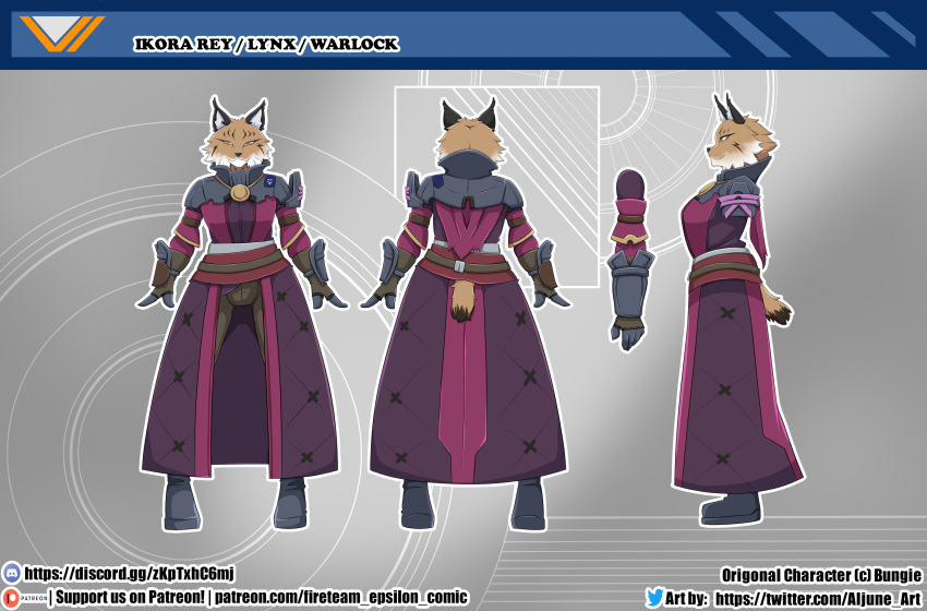 aljune_art anthro destiny destiny_(video_game) destiny_2 felid feline female fireteam_epsilon guardian_(destiny) hi_res ikora ikora_rey lynx magic_user mammal model_sheet solo video_games