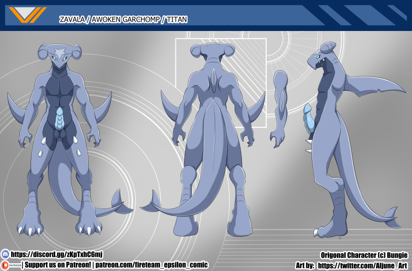 aljune_art anthro destiny destiny_(video_game) destiny_2 english_text fireteam_epsilon garchomp generation_4_pokemon guardian guardian_(destiny) hi_res male model_sheet nintendo pokemon pokemon_(species) solo text titan_(destiny) url video_games zavala