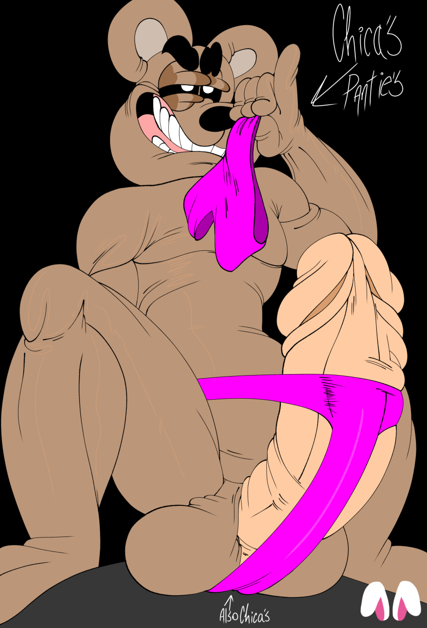 absurd_res adultpartypunch animatronic anthro clothed clothing digital_media_(artwork) five_nights_at_freddy's freddy_(fnaf) fur genitals hi_res humanoid machine male mammal nude panties penis robot scottgames simple_background skimpy smolbunnyxoxo(parasite) sniffing solo text thick_penis thong underwear underwear_sniffing ursid video_games