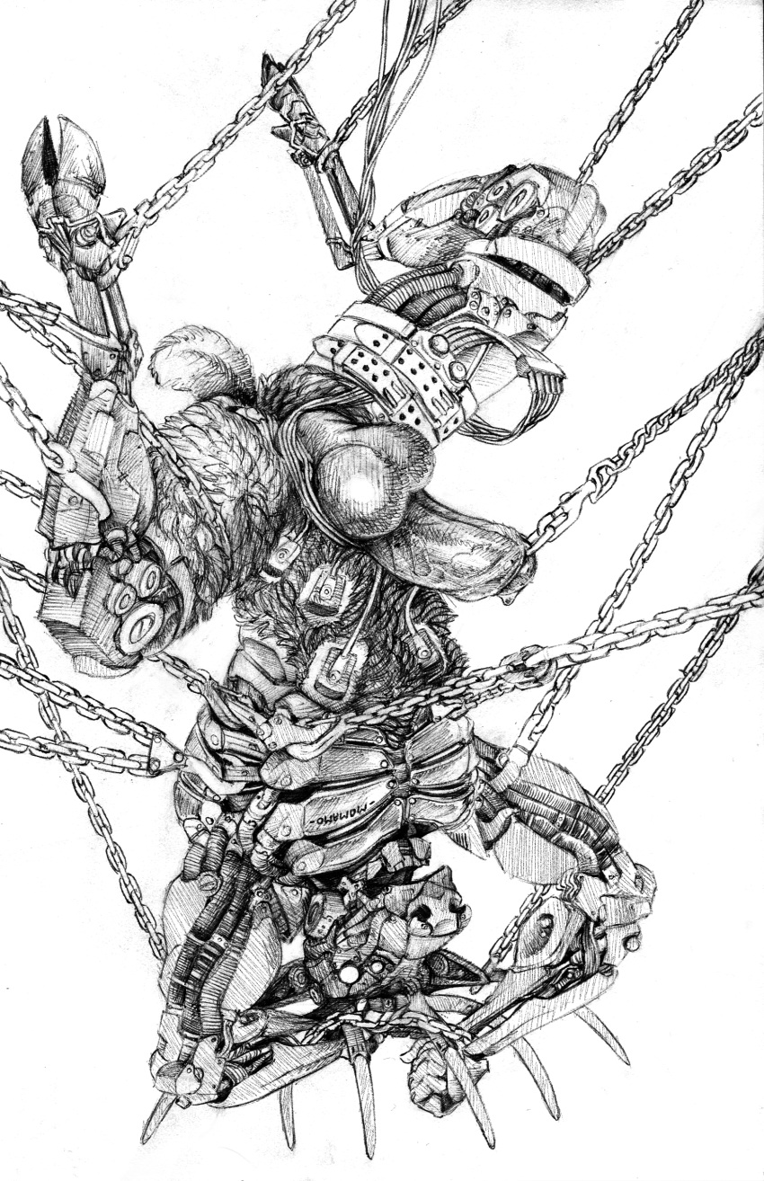absurd_res anthro antlers balls belt butt cervid cervine chain chained cybernetics cyborg electrode elk foreskin genital_piercing genitals hi_res horn humanoid_genitalia humanoid_penis machine male mammal mechanical_arm mechanical_leg momamo nude penis penis_piercing piercing prince_albert_piercing scut_tail short_tail solo wire