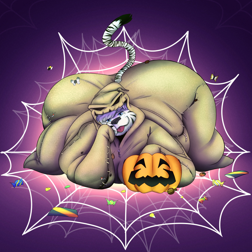 absurd_res big_butt butt canid canine fox fur furry halloween hi_res holidays mammal obese oogie_boogie overweight the_nightmare_before_christmas white_body white_fur