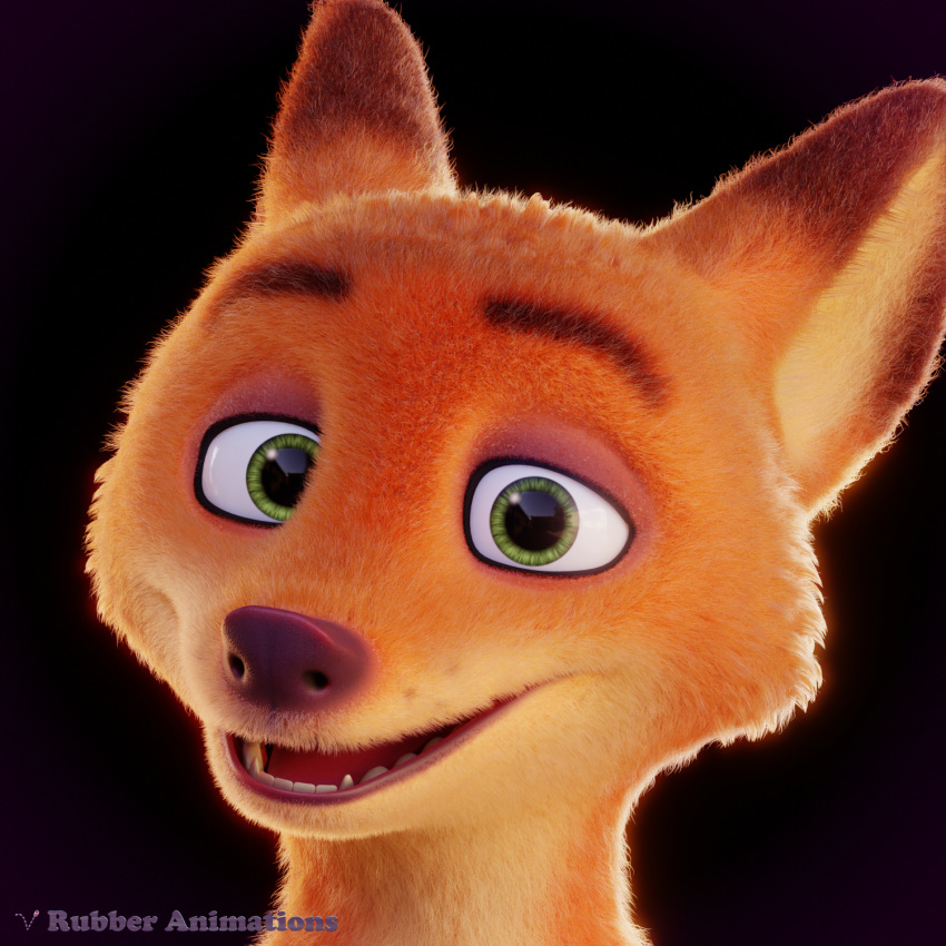 3d_(artwork) anthro canid canine digital_media_(artwork) disney fox hi_res male mammal nick_(disambiguation) rubber_(artist) solo wilde zootopia