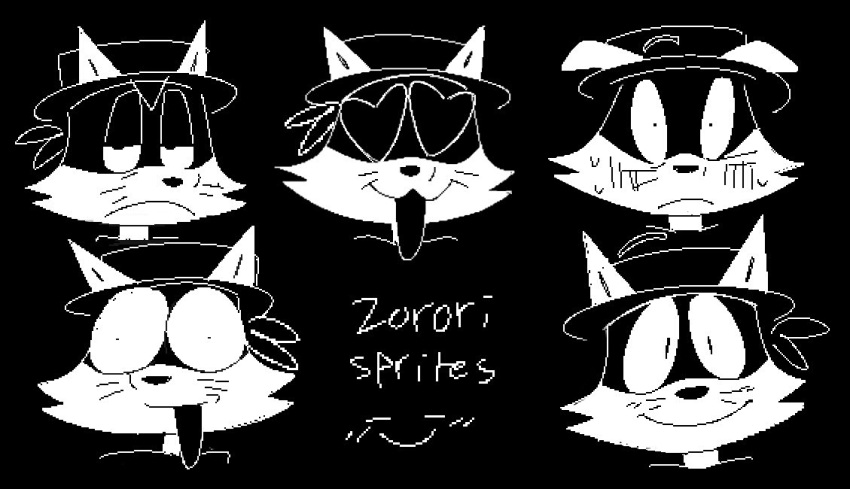 &lt;3 &lt;3_eyes 2021 angry anthro blush canid canine clothing digital_media_(artwork) english_text eyebrows fox frown hat headgear headwear kaiketsu_zorori looking_at_viewer male mammal mask mouth_closed neonpawp open_mouth pixel_(artwork) smile surprise text whiskers zorori