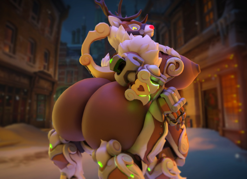areola big_areola big_breasts big_butt blender_(software) blizzard_entertainment breasts butt capreoline cervid female hi_res huge_breasts huge_butt looking_at_viewer looking_back looking_back_at_viewer machine mammal nipples omnic orisa_(overwatch) overwatch overweight reindeer reindeer_orisa_(overwatch) robot schoal solo taur video_games