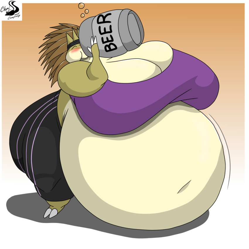 alcohol anthro beer belly beverage big_belly big_breasts big_butt blush breasts bubble butt chrisandcompany claws clothed clothing drinking drunk drunk_bubble female fully_clothed generation_1_pokemon hi_res huge_breasts huge_butt hyper hyper_belly hyper_breasts morbidly_obese morbidly_obese_female navel nintendo obese obese_female overweight overweight_female pokemon pokemon_(species) sandpancake sandslash solo substance_intoxication thick_thighs video_games weight_gain