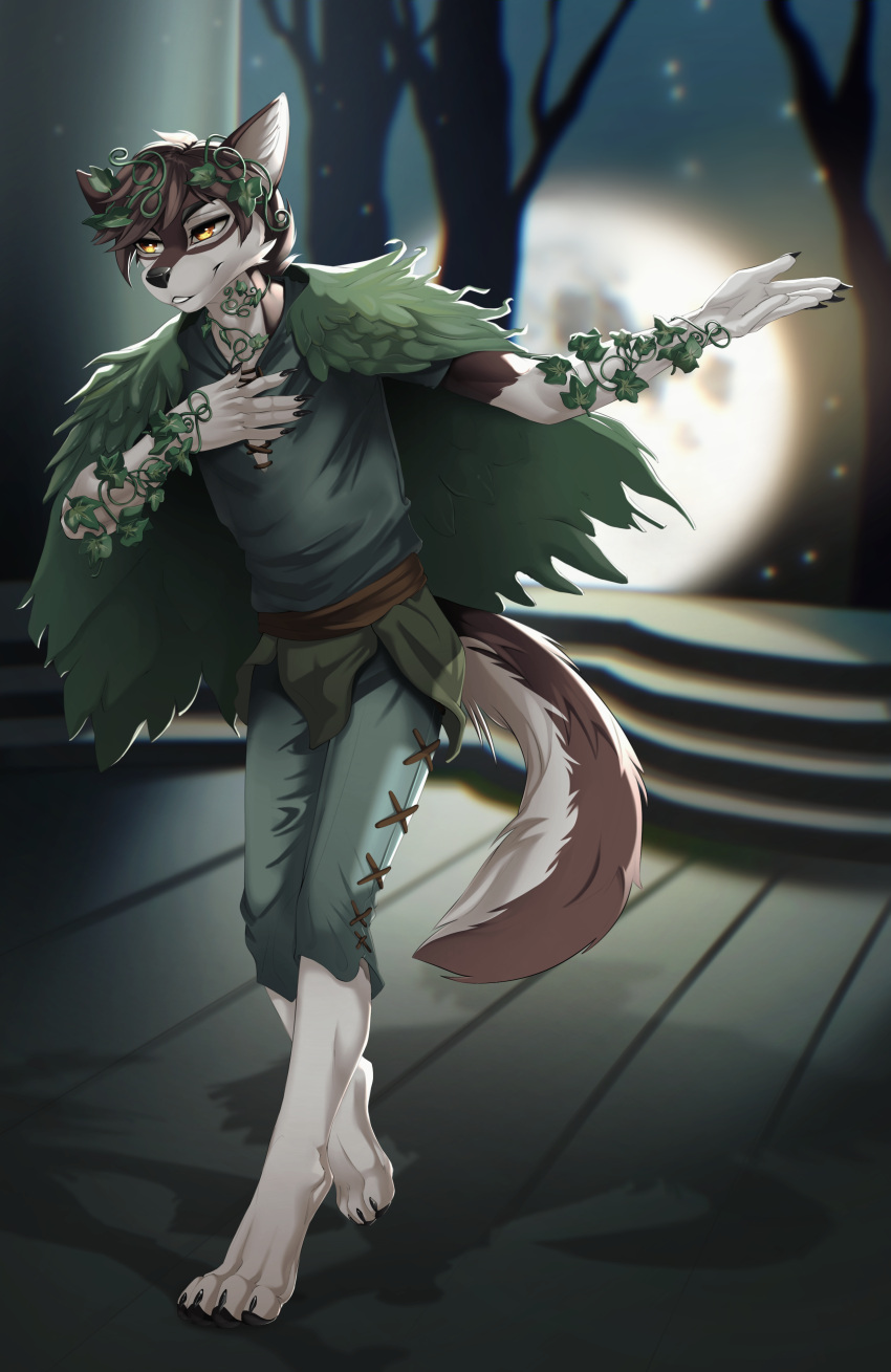 absurd_res anthro balto_star canid canine canis clothing costume hi_res male mammal puck ruusen shakespeare solo teenager theater wolf yellow_eyes young