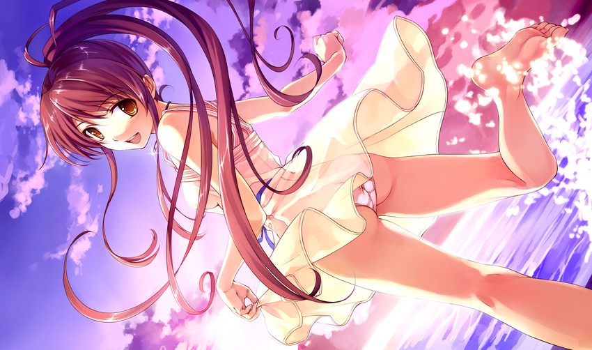 abhar deep_blue_sky_&amp;_pure_white_wings dress feet game_cg misaki_kurehito miyamae_tomoka no_bra pantsu see_through summer_dress