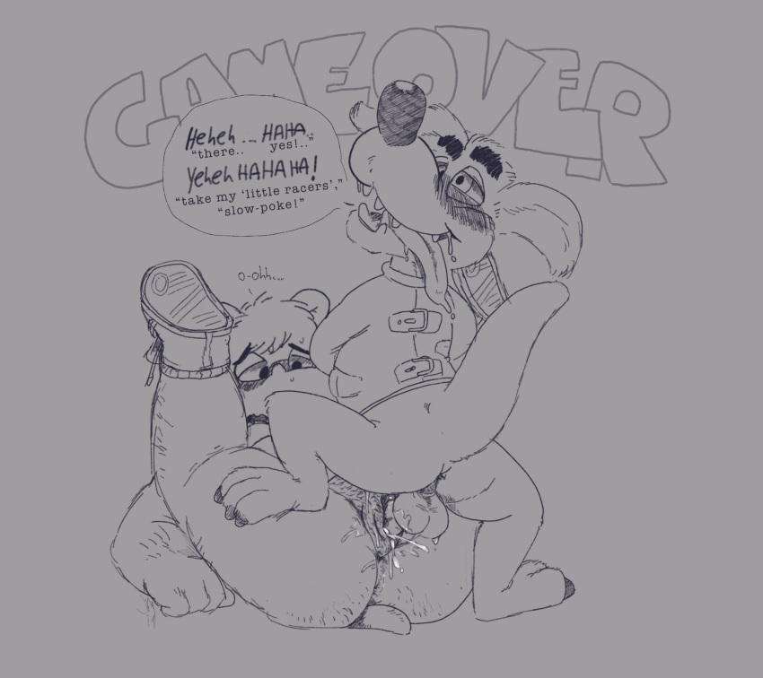 activision anthro balls blush butt crash_bandicoot_(series) duo essentialrohly fan_character female game_over gameplay_mechanics genitals hi_res male male/female penis ripper_roo sex thick_thighs tongue tongue_out vaginal video_games
