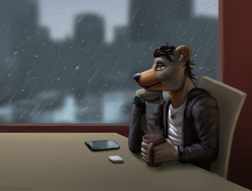 airpods anthro beverage clock coffee mammal phone raining thejoyfuldragon ursid watch