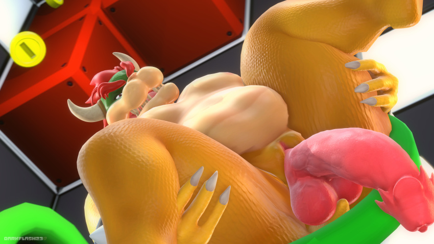 2022 3d_(artwork) 4k absurd_res anthro artist_name balls belly big_balls big_penis bowser claws coin darkflash23 detailed_background digital_media_(artwork) fingers genitals green_body green_scales hair hi_res horn huge_balls huge_penis inside koopa male mario_bros multicolored_body multicolored_scales nintendo nude overweight overweight_anthro overweight_male penis pipe red_eyes red_hair reptile scales scalie sharp_teeth short_hair short_tail solo source_filmmaker spread_legs spreading tan_body tan_scales teeth thick_thighs video_games watermark wide_hips yellow_body yellow_scales