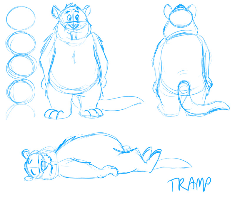 2021 anthro belly brok_the_investigator cricetid eyes_closed hi_res lying mammal model_sheet multiple_poses muskrat overweight pose rodent sketch sobieniak solo tramp_(brok_the_investigator) video_games