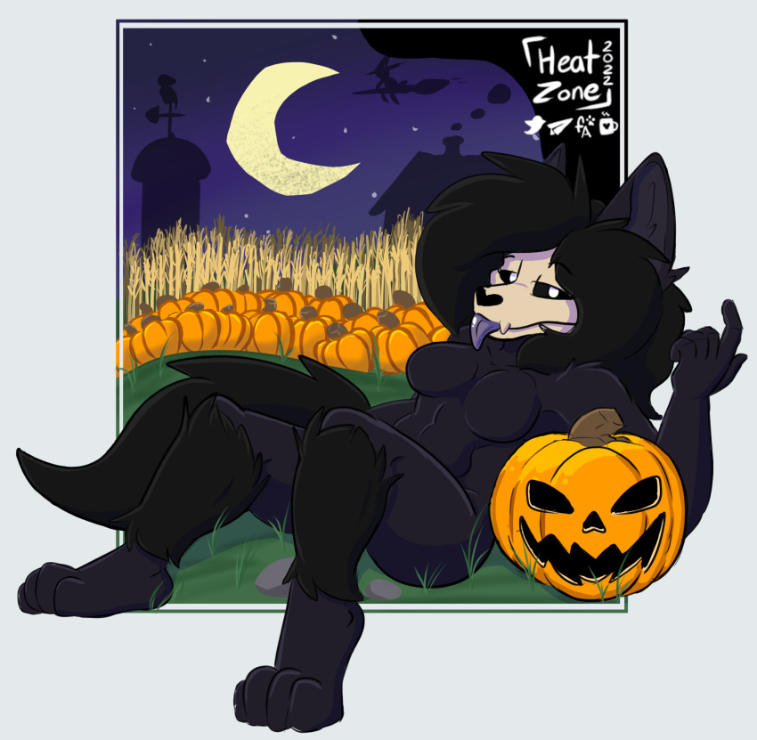 anthro barn farm female field food fruit heatzone hi_res jack-o'-lantern looking_at_viewer magic_user night plant pumpkin pumpkin_patch rn scp-1471 scp-1471-a scp_foundation silo solo wheat_field witch