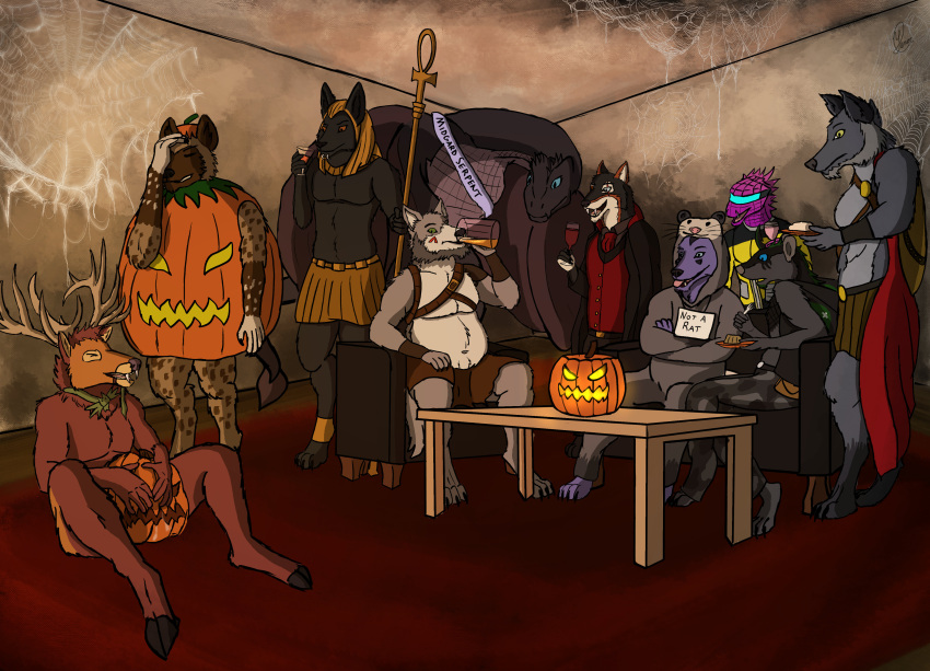 absurd_res alcohol anthro anubis banner beer beverage canid canine canis cervid cervine cierra clothing cocktail costume deity dragon egyptian_mythology elk food fruit furniture gladiator group halloween halloween_party hex_(satanic-furry) hi_res holidays hyaenid hybrid jackal karlos_(character) kel kinktober kontra male mammal marsupial middle_eastern_mythology mo murid murine mythology phalangeriform pixie plant pox pumpkin pumpkin_fucking rat red_carpet rodent sampson sign sofa spider_web star_trek sungazer_lizard table tterra vampire viking warrior wine wolf wolfdog wyvern yenoc yenocwolf