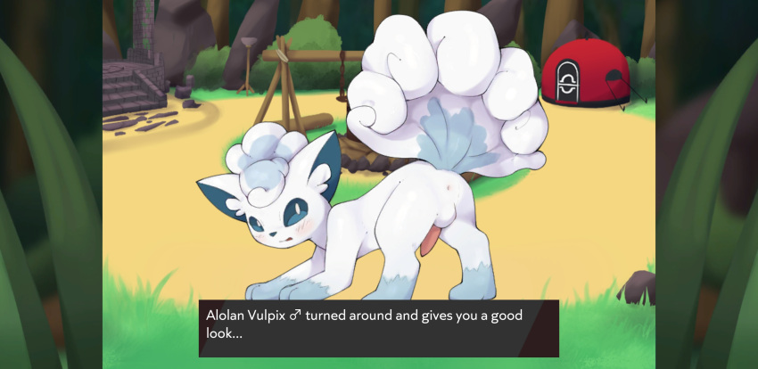 alolan_form alolan_vulpix animal_genitalia animal_penis anus balls blush canine_penis fur genitals hi_res looking_at_viewer male naika nintendo penis pokemon pokemon_(species) regional_form_(pokemon) solo text video_games