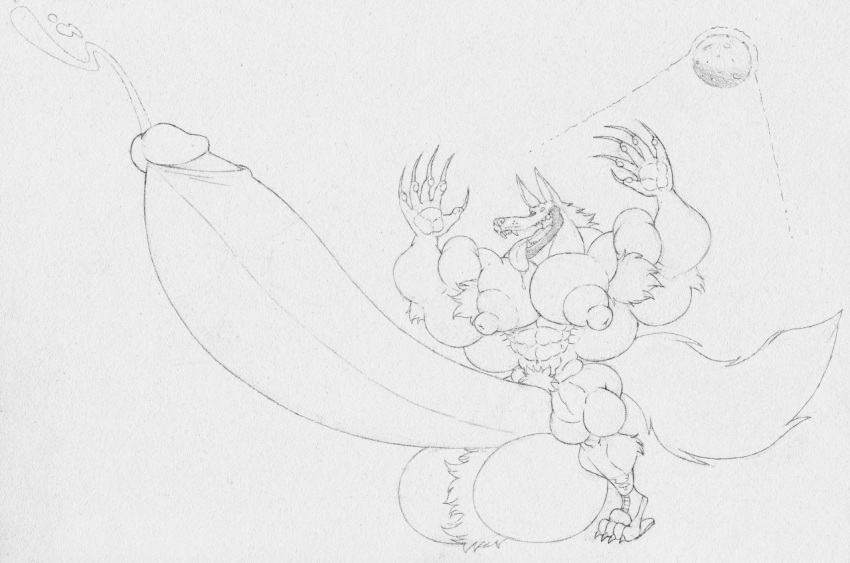 4_toes 5_fingers abs anthro areola armpit_hair balls big_areola big_balls big_muscles big_nipples big_penis biped black_and_white bodily_fluids body_hair canid canine canis claws clothing cum cumshot digitigrade ejaculation erection facial_hair fangs feet finger_claws fingers five_o'clock_shadow footwear foreskin fur genital_fluids genitals growth hair hairy_balls hindpaw huge_balls huge_muscles huge_penis humanoid_genetalia humanoid_genitalia humanoid_penis hyper hyper_balls hyper_genetalia hyper_genitalia hyper_muscles hyper_penis line_art long_claws long_tail ludthefox male mammal monochrome moon mostly_nude muscular muscular_anthro muscular_male night nipples open_mouth orgasm outside pawpads paws pecs penile penis pubes shoes simple_background solo species_transformation teeth toe_claws toes tongue tongue_out torn_shoes traditional_media_(artwork) transformation were werecanid werecanine werewolf wolf