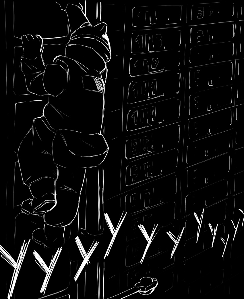 absurd_res anthro black_background comic digital_drawing_(artwork) digital_media_(artwork) felid hi_res kofomy line_art male mammal monochrome simple_background solo white_line_art