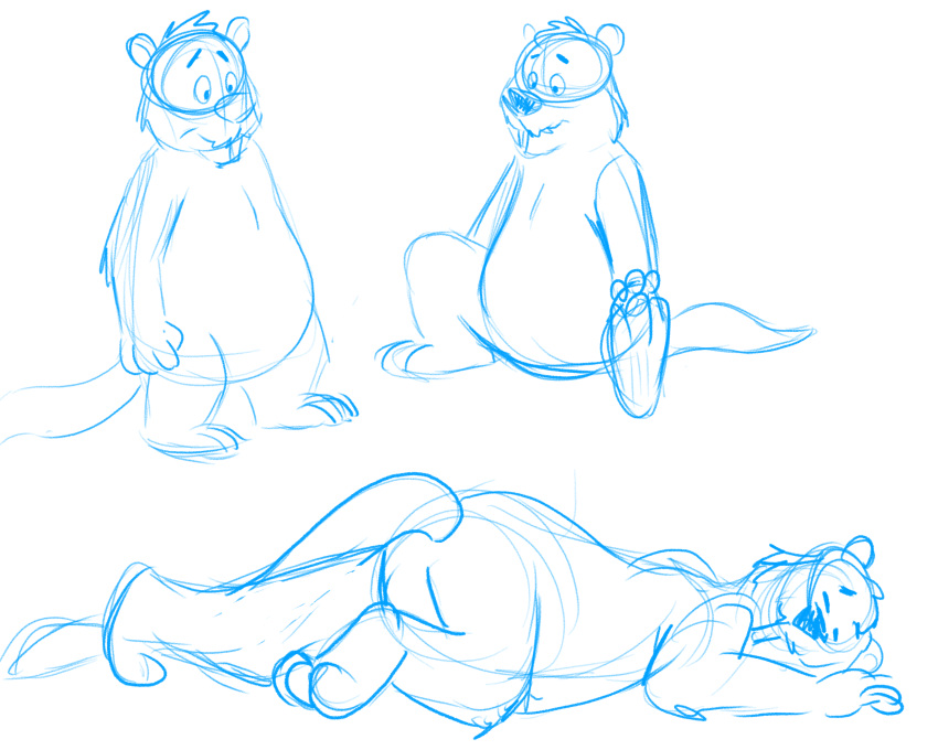 2021 anthro biped brok_the_investigator cricetid eyes_closed feet hi_res lying mammal model_sheet multiple_poses muskrat pose rodent simple_background sitting sketch slightly_chubby sobieniak solo tramp_(brok_the_investigator) video_games