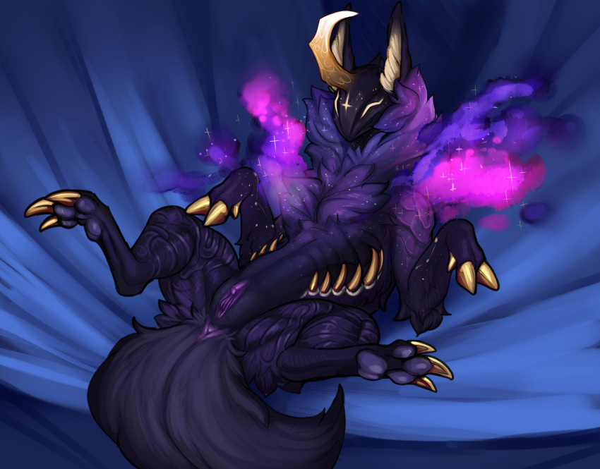 absurd_res anus black_body clitoral_hood clitoris digital_media_(artwork) dragon female feral genitals hi_res inno-sjoa purple_smoke pussy smoke solo spread_legs spreading