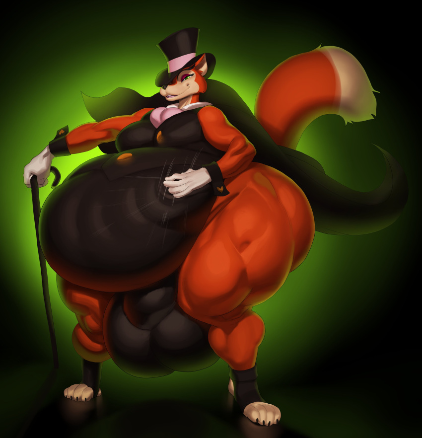 "honest"_john_foulfellow 2022 absurd_res anthro ascot balls belly belly_slapping big_balls big_belly big_bulge big_butt black_clothing bulge butt cane canid canine cape claws clothed clothing disney fangs fox front_view fur genitals girly green_eyes half-closed_eyes hand_on_stomach hat headgear headwear hi_res holding_cane holding_object huge_balls huge_bulge hyper hyper_balls hyper_belly hyper_bulge hyper_genitalia justmegabenewell looking_at_viewer male mammal narrowed_eyes obese obese_anthro obese_male open_mouth overweight overweight_anthro overweight_male pinocchio raised_tail smile smiling_at_viewer solo standing teeth thick_thighs toe_claws tongue top_hat wide_hips