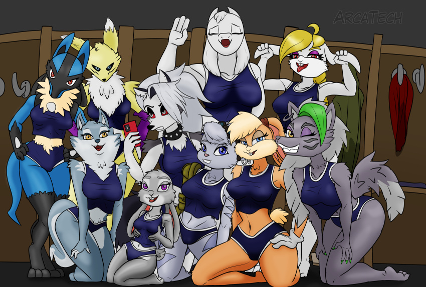 absurd_res anthro arcatech bandai_namco bovid broodal canid canine canis caprine clothed clothing deltarune digimon digimon_(species) disney domestic_dog female five_nights_at_freddy's five_nights_at_freddy's:_security_breach fox generation_4_pokemon goat group hariet_(mario) helluva_boss hi_res illumination_entertainment judy_hopps lagomorph leporid lola_bunny lombax loona_(helluva_boss) looney_tunes lucario mammal mario_bros nintendo pokemon pokemon_(species) porsha_crystal pose rabbit ratchet_and_clank renamon rivet_(ratchet_and_clank) roxanne_wolf_(fnaf) scottgames sing_(movie) sony_corporation sony_interactive_entertainment super_mario_odyssey tagme toriel undertale undertale_(series) video_games warner_brothers wolf zootopia