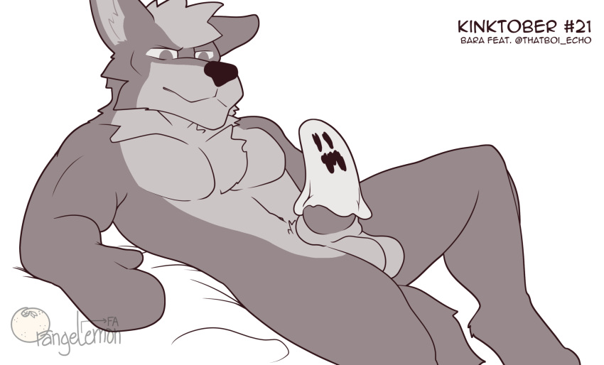 canid canine canis erection ghost hi_res kinktober lounging male mammal moblie monochrome solo spirit wolf