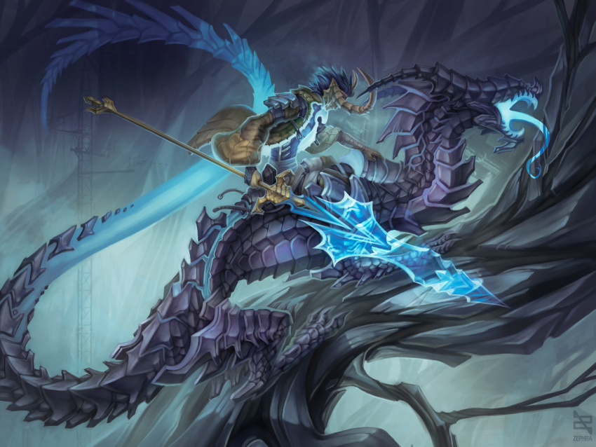 5_fingers ambiguous_gender claws clothed clothing digital_media_(artwork) dragon duo fingers hi_res holding_object holding_weapon scales weapon wingless_dragon zephra