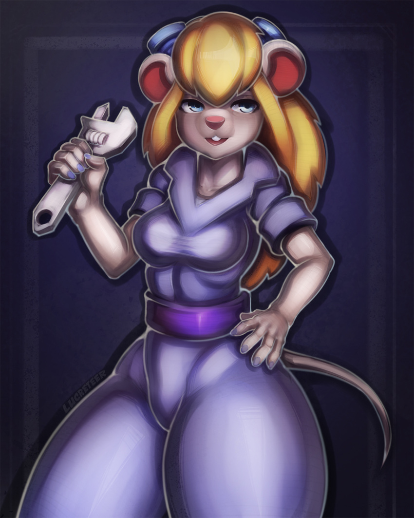 anthro chip_'n_dale_rescue_rangers disney female gadget_hackwrench hi_res lucreteer mammal mouse murid murine pinup pinupgirl pose rodent solo