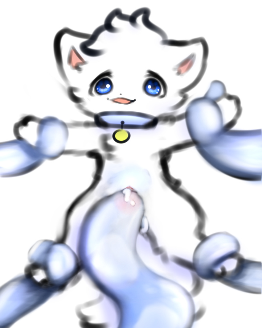 absurd_res anthro arctic_fox bdsm blue_eyes blue_sclera canid canine collar female fox fur genitals hi_res mammal name_tag open_mouth pussy sex snoii_(snoiifoxxo) snoiifoxxo spread_legs spreading tentacle_sex tentacles white_body white_fur