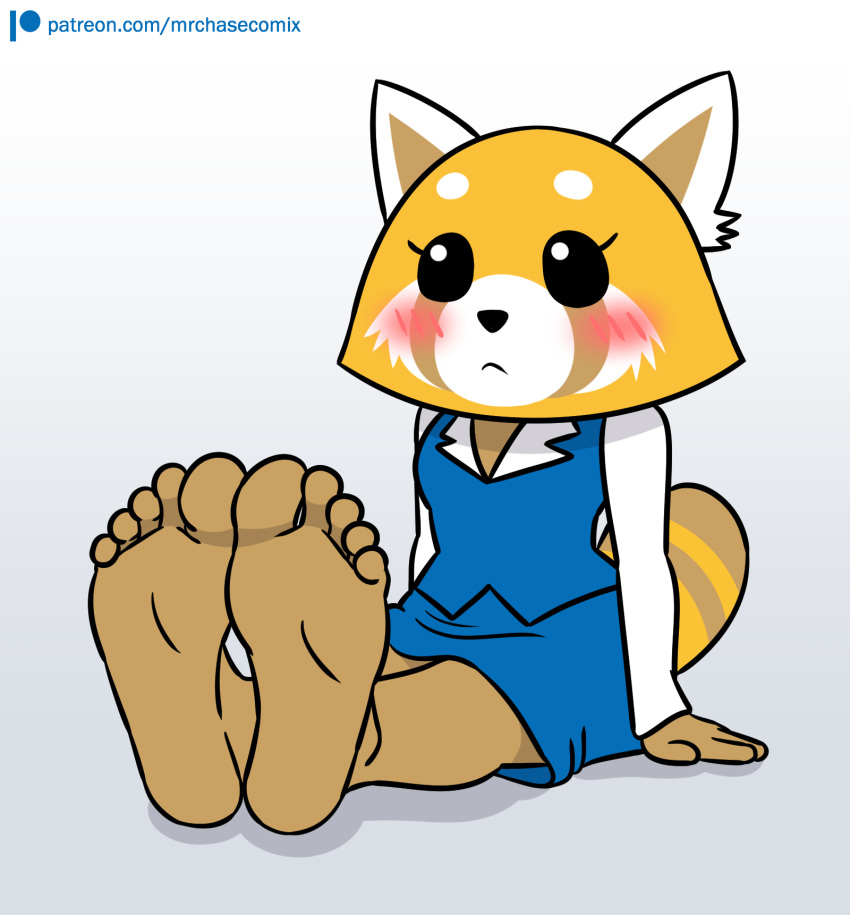 aggressive_retsuko ailurid anthro barefoot feet female foot_focus hi_res mammal mrchasecomix red_panda retsuko sanrio soles solo toes