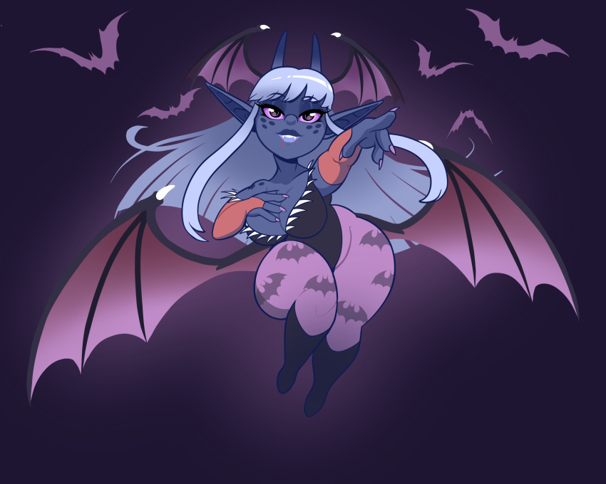 blen_bodega blue_body blue_hair breasts capcom cleavage clothed clothing darkstalkers female fi_(blen_bodega) hair hi_res humanoid membrane_(anatomy) membranous_wings morrigan_aensland solo thick_thighs video_games winged_humanoid wings