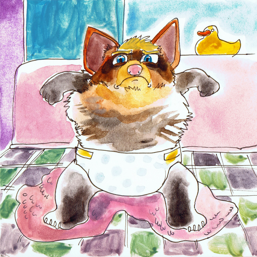 anthro baby bath diaper dry grumpy hi_res puffy wet young