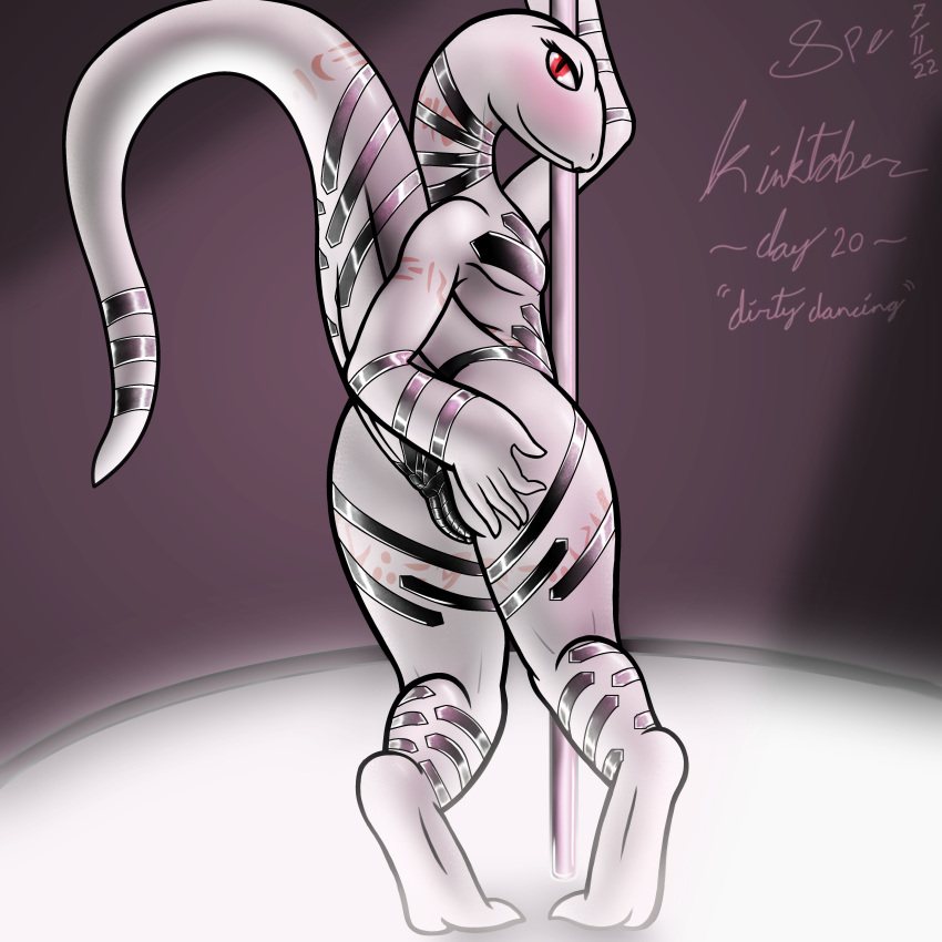 1:1 2022 5_fingers absurd_res albino anthro anus_outline arm_tattoo back_tattoo bedroom_eyes big_butt big_tail black_clothing blush butt camel_toe clitoris_outline clothing crusch_lulu cute_fangs dancing dated detailed_background digital_drawing_(artwork) digital_media_(artwork) digitigrade english_text eyelashes feet female fingers flat_chested genital_outline glistening glistening_body glistening_clothing glistening_scales hand_on_butt hi_res humanoid_hands inside kinktober knock-kneed leaning leaning_forward leg_tattoo light lighting lizard lizardman_(overlord) long_neck long_tail looking_at_viewer looking_back looking_back_at_viewer narrowed_eyes neck_tattoo orange_tattoo overlord_(series) pole pole_dancing pussy_outline pussy_tape raised_arm raised_tail rear_view red_eyes reptile scales scalie seductive shaded signature smile smiling_at_viewer snout soft_shading solo spe spotlight spread_butt spreading standing stripper_pole tail_dimple tail_tattoo tape tape_clothing tapering_tail tattoo text thick_tail thick_thighs thigh_tattoo toes tribal tribal_tattoo white_body white_scales