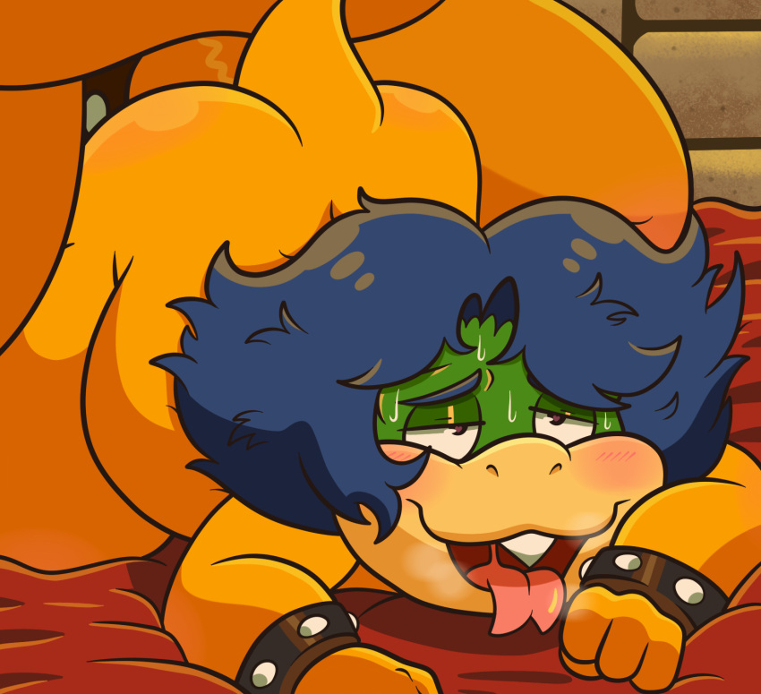 accessory ahegao anal anal_penetration anthro armband blue_hair bodily_fluids bowser butt cock_ring doggystyle duo father_(lore) father_and_child_(lore) father_and_son_(lore) from_behind_position hair heart_eyes heart_symbol hi_res incest_(lore) jewelry koopa koopaling looking_pleasured ludwig_von_koopa male male/male mario_bros messy_hair nintendo overweight overweight_male parent_(lore) parent_and_child_(lore) parent_and_son_(lore) penetration penis_accessory penis_jewelry scalie sex sinribbons son_(lore) sweat sweatdrop