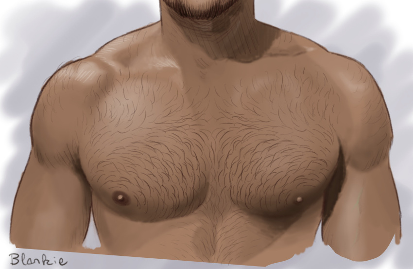 1boy absurdres bara blank_page_drawings cropped_torso facial_hair head_out_of_frame highres male_focus nude original pectoral_focus pectorals realistic solo sparse_chest_hair straight-on stubble toned toned_male