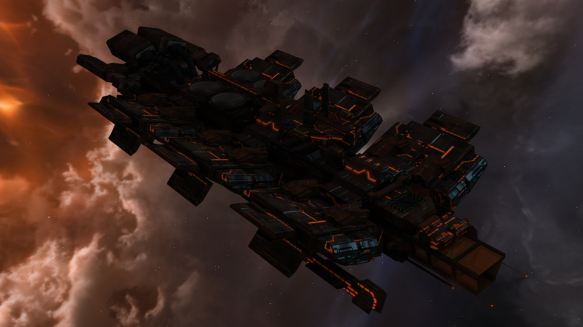 3d capital_ship_(eve_online) cloud commentary concept_art eve_online glowing military_vehicle n1ghtdrag0n nebula no_humans original outdoors realistic science_fiction sky space spacecraft star_(sky) starry_background starry_sky vehicle_focus