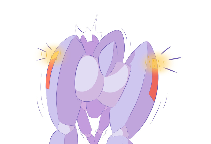 ambiguous_gender blush butt cel_shading digital_drawing_(artwork) digital_media_(artwork) ears_up hi_res lights machine nude psychpsyo purple_body rear_view robot shaded shaking simple_background solo standing white_background